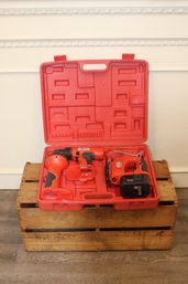 Cordless Tool Set - Jigsaw, Drill,  And Flashlight - As Shown - With Blow Mold Case