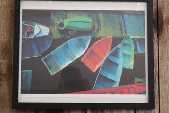 Hopper's Dock #72 Possible Block Print Or Silk Screen Frame 17 1/2' X 21 1/2' Immaculate