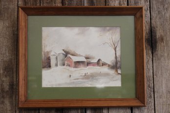 Original Watercolor Barn And Silo Listed Artist Sheppard