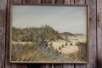 Oil On Canvas Sand Dunes Beach 24 1/2' X 18 1/2'
