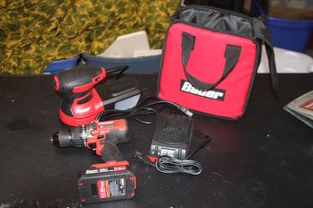 Bauer Combo Set  Drill 20 Volt With Battery And Charger And Orbital 5' Sander With Carrying Case