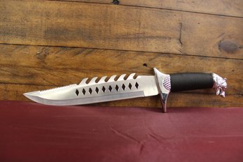 440 Stainless Steel Wolf Knife With Scabbard And Sharpening Stone 15' Total Length 9 1/2' Blade