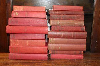 18 Antique & Vintage Red Books Approximately 9-9 1/2' Tall All Very Clean & Free Of Mildew