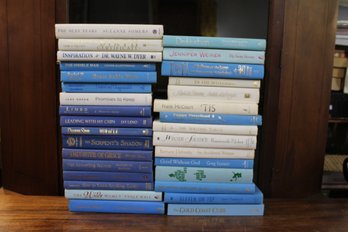 33 Vintage Blue And White Books Approximately 9-9 1/2' Tall All Very Clean & Free Of Mildew
