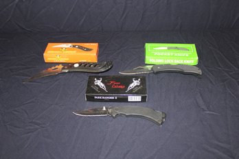3 Knives Frost Cutlery  5 1/2' Closed Linerlock Knife, Frost Cutlery Park Ranger II, Stainless Steel Folding