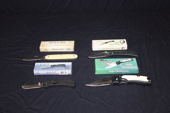 4 Knives Lot 3 1/2' Closed Stainless Steel Liner Lock Blade, 3' Closed Tactical Folder Blade, Eagles Eye Knife