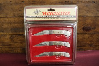 Winchester 2007 Limited Edition 3 Pieces Ersatz Scrimshaw Knife Set New In Package