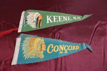 Vintage Felt Pennants Keene NH 12' Concord NH 12' (2)