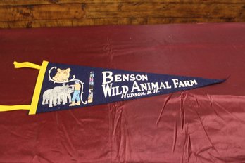 Vintage Felt Pennant Benson Wild Animal Farm Hudson NH 26'