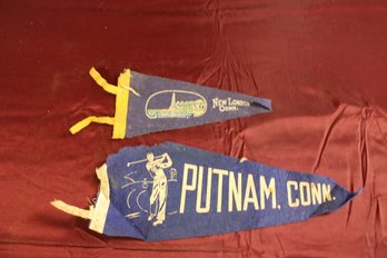 Vintage Felt Pennants New London CT 11' Putnam CT 14' (2)