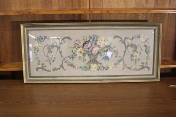 Victorian Needlepoint Large Framed 17 1/2' X 39 1/2'