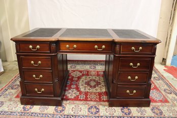 Partners Desk With Leather Inlay 2 Doors And 12 Drawers 31' X 59' X 32'
