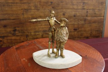 Statue Of Don Quixote And Sancho Panza On Marble 8 1/2'