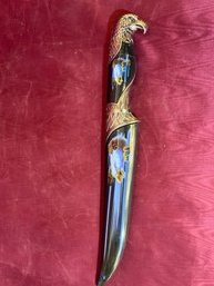 Eagle Head Pommel And Eagle Design Scabbard And 14' Knife