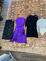 2 Dresses, Sequence Skirt By Laurence Kazar And Silver Body Suit All Medium