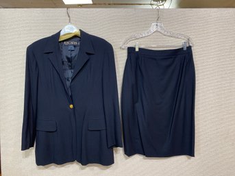 Escada Suit Jacket And Skirt Euro Size 40 (US Size 10) In Dark Navy Blue