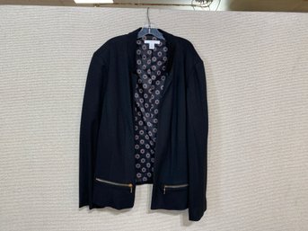 Chicos Black Blazer With Gold Toned Zippered Pockets Size 3