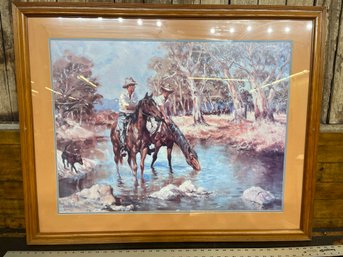 George Brooke Cowboy Western PAINTING 1979 40 X 32 Inches Overall