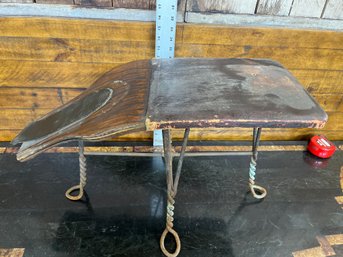 Vintage Cobbler Seat Leather Seat Twisted Metal Legs 13 X 24