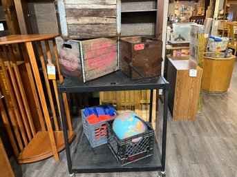 3wooden Crates And 2 Milk Crates And What's In The Milk Crates, Cart Not Included
