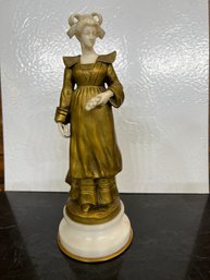 Hand Carved French Bronze Sculpture By E Bernard 1920s, 8 1/2 Inches Tall
