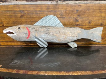 Wood And Galvanized Tin Carved Beautiful Wall Art 35 X 13 Inches