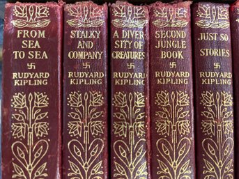 Rudyard Kipling 1922 Set Of 10 In Leather