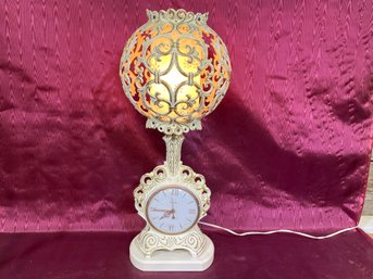 Vintage 26 United Clock Table Lamp Base Is 9 X 7