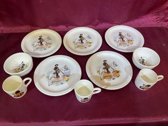 5 Plates, 2 Bowls, 3 Cups Hopalong Cassidy Dishes By W.S. George