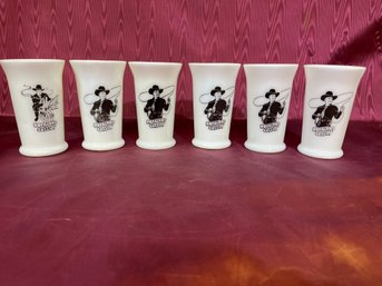 6 Hopalong Cassidy Milk Glasses, Great Condition