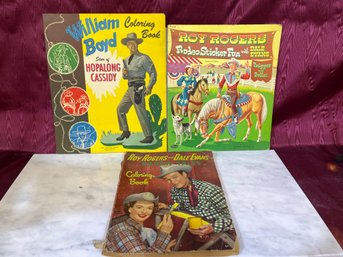 3 Coloring And Sticker Books Hopalong Cassidy Roy Rogers And Dale Evans