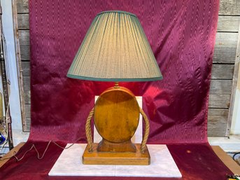 Wooden Pulley Lamp 14' Wide 28' Tall