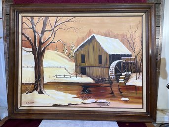 P.  Buschman Grist Mill In Winter 48' X 38.5' With Frame