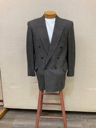 Men's Jaeger Double Breasted Sport Coat 100 Wool Made In Britain UK Size 50R USA 40R No Stains Rips