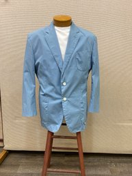 Men's Hardy Amies Blazer Light Blue 98 Cotton 2 Elastane Hand Sewn Buttons Hand Picked Edge No Stains Rips