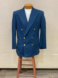 Men's Fortrum & Mason London Double Breasted Blazer Cerulean Blue Made In Italy 100 Cotton  (US 44)