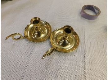 Pair Of Brass Finger Lamps