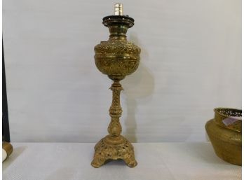 Electrified Brass Lamp Antique 2' Tall