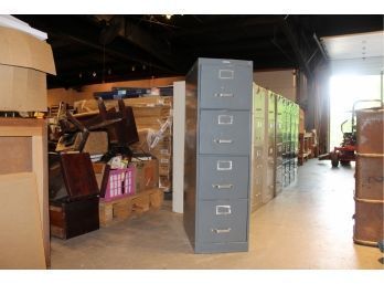 4 Drawer Metal File Cabinet By Envoy 52' X 14.75' X 26' LOCKED Gray