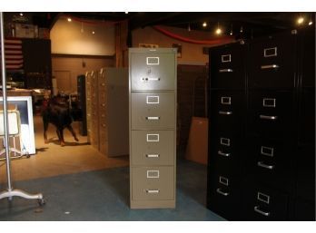 4 Drawer Metal File Cabinet By Envoy 52' X 14.75' X 26' Everything Works As It Should No Keys