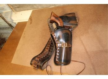 BKA 98 Replica Pistol With Replica Rounds In A Leather Holster