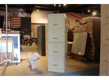 4 Drawer Metal File Cabinet By Envoy 52' X 14.75' X 26' Everything Works As It Should No Keys