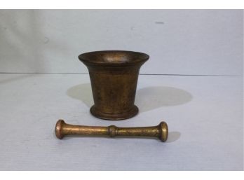 Very Heavy Bronze Mortar And Pestal - 4.75' Tall 5.5' Wide Mortar, 7' Pestal