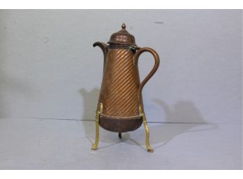 Antique Copper Danish SwirlTeapot  9.5' Tall 4' Diameter