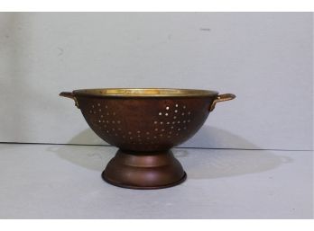 Antique Copper Collander Riveted 5.5' Tall 9' Diameter