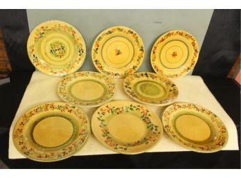 Terre E Provence French Pottery 8 Plates 12'. Each Piece Is Individually Handcrafted.