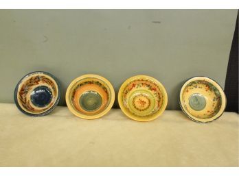 Terre E Provence French Pottery 4 Bowls 6 1/2' Wide X 2 1/4' Tall. Each Piece Is Individually Handcrafted.