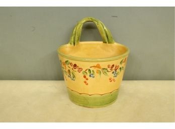 Terre E Provence French Pottery Hanging Flower Pot 7 1/2' Wide X 5 1/2' Tall. Handcrafted.