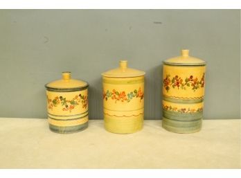 Terre E Provence French Pottery Graduated Canisters 5' Wide 5 1/4' 6 3/4' 8' Tall. Handcrafted.