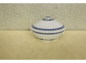 Vintage Chinese Dragon Rice Eyes Seed Translucent Hand Painted Casserole Dish With Lid 10 3/4' X 7'